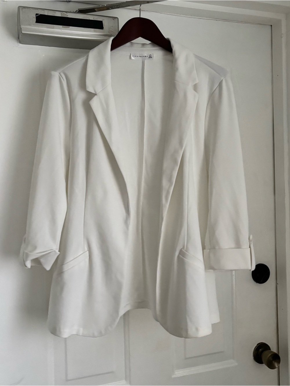 Astr White Open-Front Blazer with Rolled Sleeves